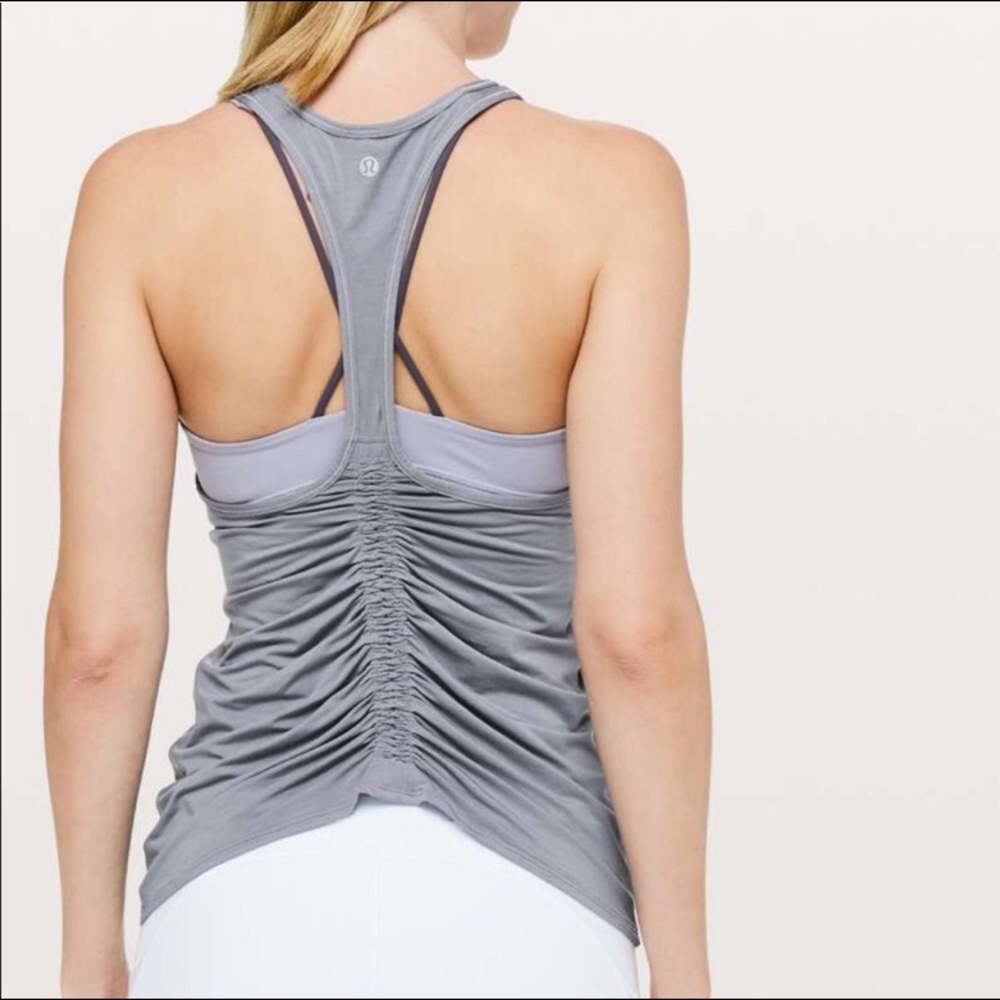 New LULULEMON Deep Stretch Racerback Purple Gray 2